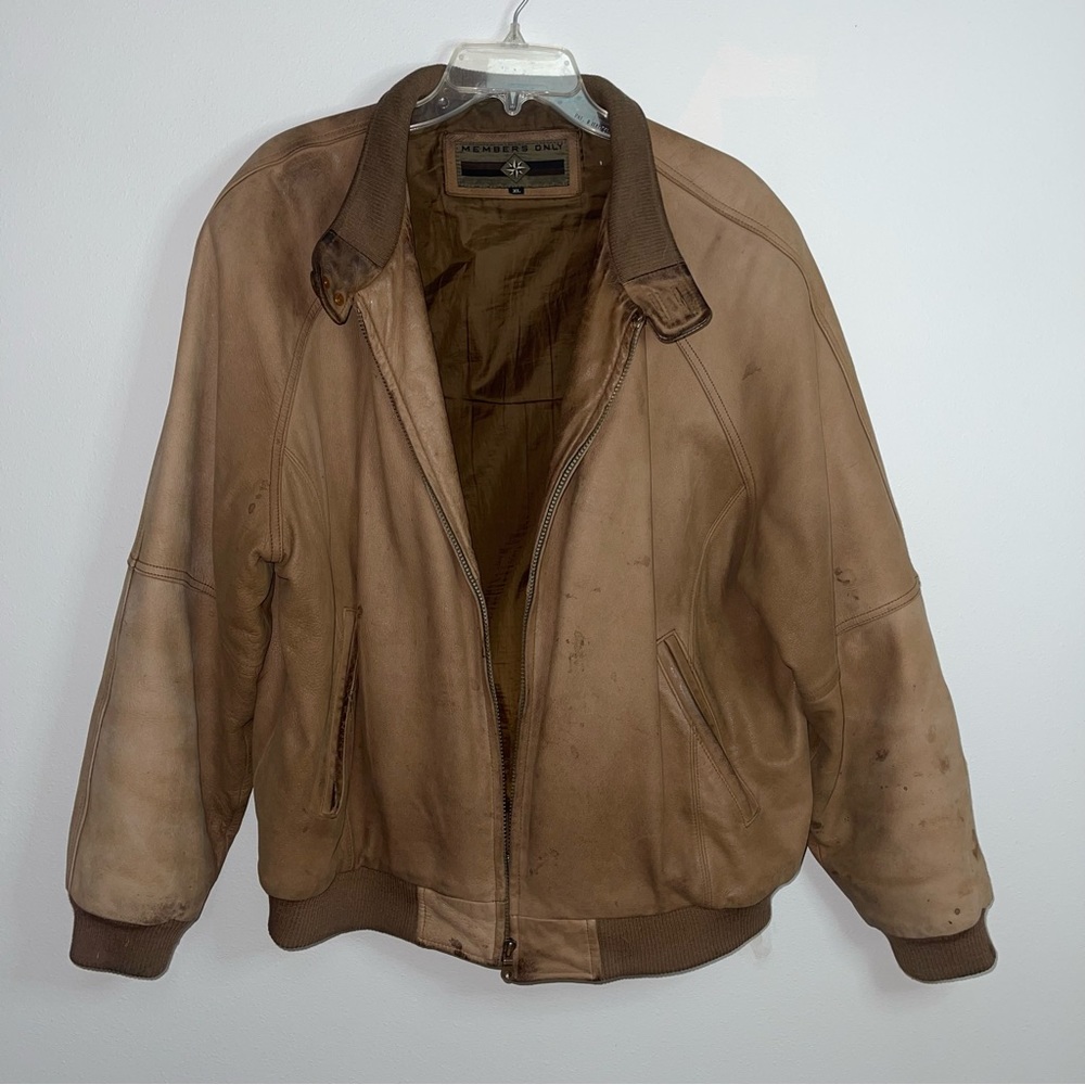 Members Only, 100% Leather Jacket Brown - XL